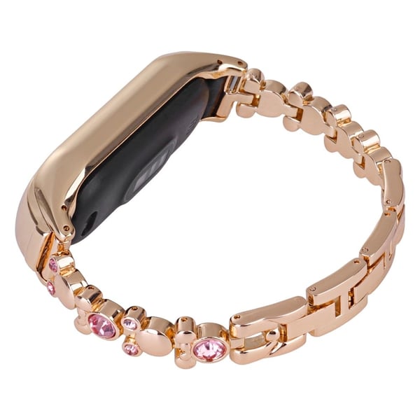 Xiaomi Mi Band 5 / 6 Watch Band Bear Design Rhinestone Metal Watch Strap - Rose Gull