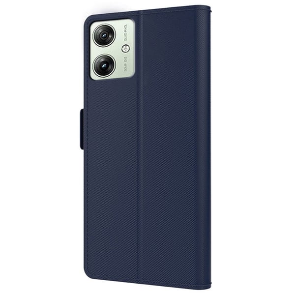 Telefonetui med sminkespeil og glatt design for Motorola Moto G54 - Blå