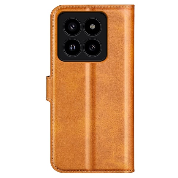 Skinn-etui i lommebok-stil for Xiaomi 14 Pro - Gul