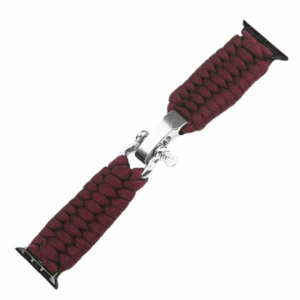 Apple Watch 49 mm / 45 mm / 44 mm / 42 mm flettet nylonarmbånd - Vinrød