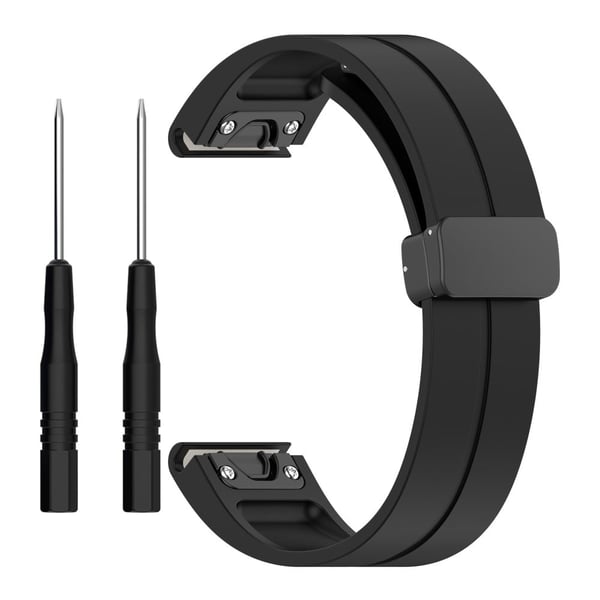 Garmin Fenix 7S / 7S Pro / Instinct 2S / Fenix 6S urrem 20 mm silikoneurrem med sort spænde - Sort