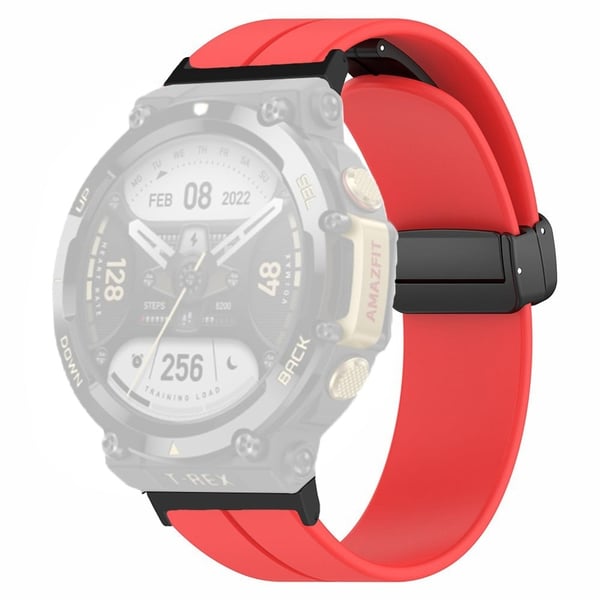 Huami Amazfit T-Rex 2 silikoni rannekellonauha magneettinen taittuva solki rannehihna - Punainen