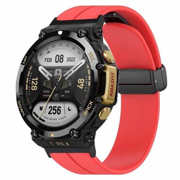 Huami Amazfit T-Rex 2 Silikonklokkebånd Magnetisk sammenleggbar spennearmbånd - Rød