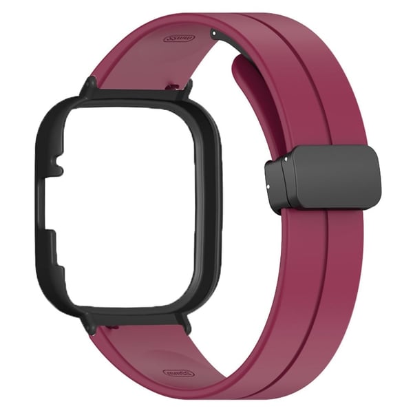 Xiaomi Redmi Watch 3 Klokkebånd Svart Magnetisk Spenne Silikon Armbåndsrem med Klokkeveske - Vinrød