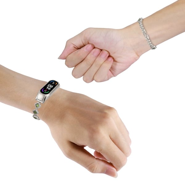 Xiaomi Mi Band 5 / 6 Metallklokkebånd Rhinestone Decor Clover Håndleddsrem - Stjernelys