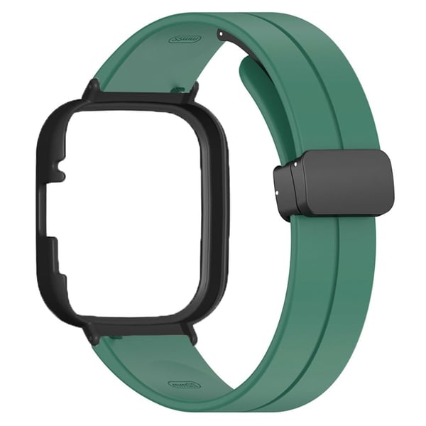 Xiaomi Redmi Watch 3 Klokkebånd Svart Magnetisk Spenne Silikon Armbåndsrem med Klokkeveske - Militærgrønn