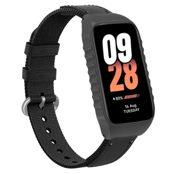 Xiaomi Smart Band 8 Active / Redmi Smart Band 2 hihna Nylon Canvas kudottu kellonauhat - Musta