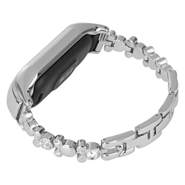 Xiaomi Smart Band 8 Watch Strap Rhinestone Decor Metal Wrist Band Armbånd - Sølv