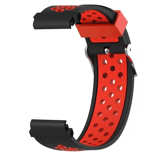 Huami Amazfit Falcon / Garmin Fenix 7 / 6 / 5 tofarvet urrem i silikone med 22 mm-stik - Sort + Rød