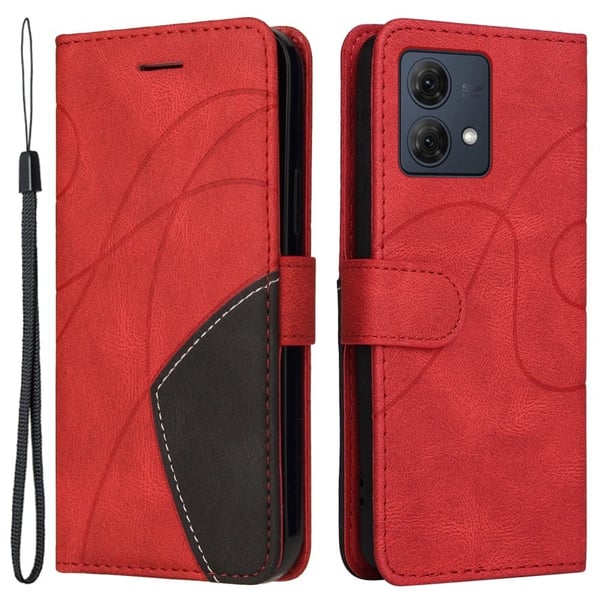 Teksturert læretui med stropp for Motorola Moto G84 - Rød