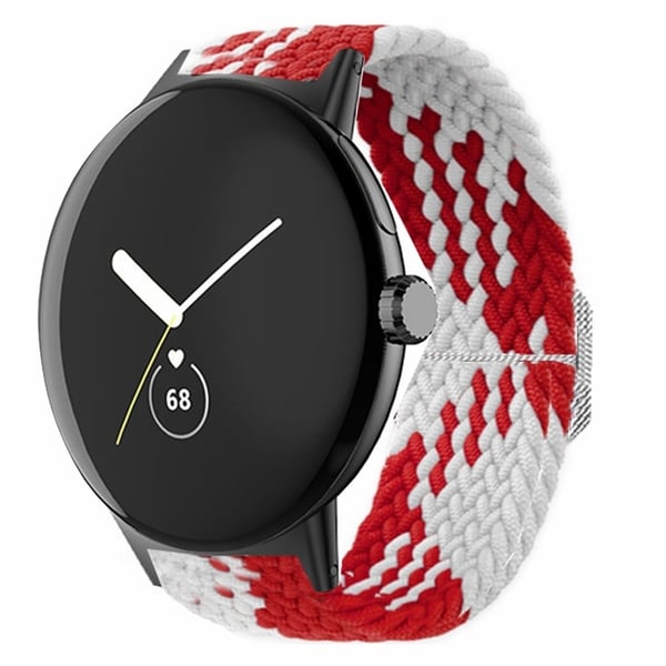 Flettet elastisk urrem Google Pixel Watch / Watch 2 udskiftningsrem, justerbar - Rød / Hvid