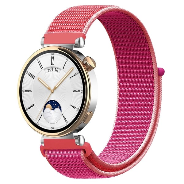 Huawei Watch GT 4 41mm / Garmin Venu 3S Watch Band 18mm Nylon Loop Justerbar håndleddsrem - Granateple Rød