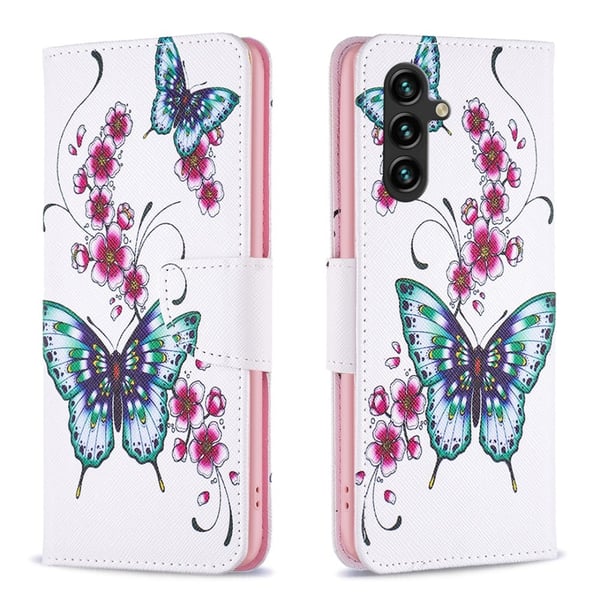 Wonderland Samsung Galaxy A35 flip-etui - Ferskenblomst Og Sommerfugler