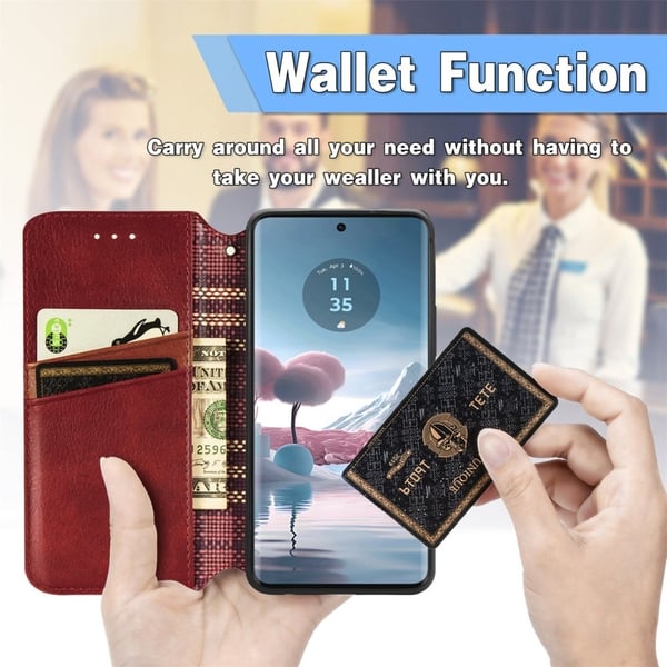 Skinn-etui med stilfult rombeavtrykk for Motorola Edge 40 Neo - Grønn