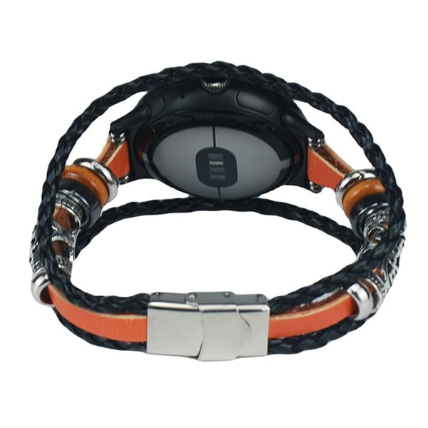 Google Pixel Watch / Pixel Watch 2 DIY Flettet lærklokkerem med perler - Brun