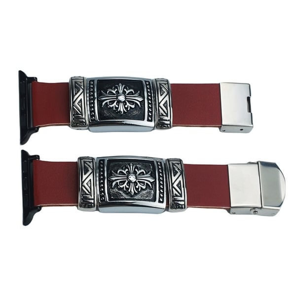 Apple Watch Series 41 mm / 40 mm / 38 mm klokkerem med preging - Rødbrun