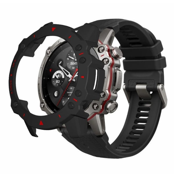 Huami Amazfit Falcon Watch Case Anti-drop Hard Watch Frame Protective Shell - Svart + Rød