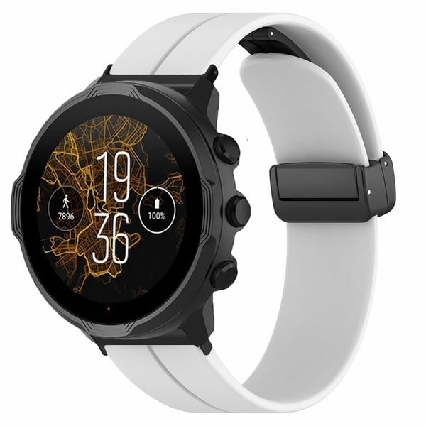 Suunto Spartan Sport Wrist HR Baro / Suunto 7 Silikon håndleddsrem 24 mm klokkerem (tykk fjærstang) - Hvit