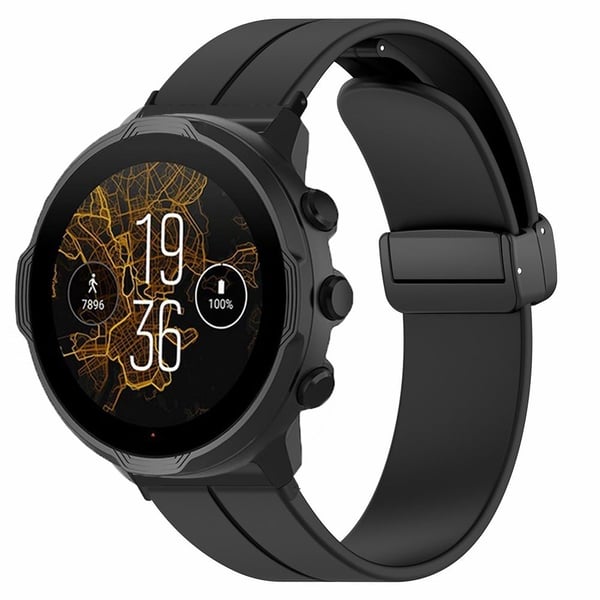 Suunto Spartan Sport Wrist HR Baro / Suunto 7 Silikon håndleddsrem 24 mm klokkerem (tykk fjærstang) - Svart