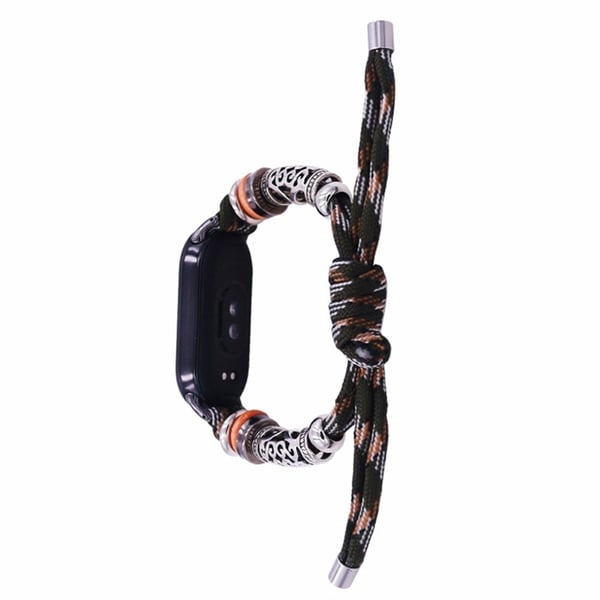 Xiaomi Smart Band 8 perler Flettet klokkerem Justerbart armbånd - Skogskamuflasje