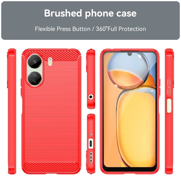 Carbon Flex Xiaomi Redmi 13C / Xiaomi Poco C65 deksel - Rød