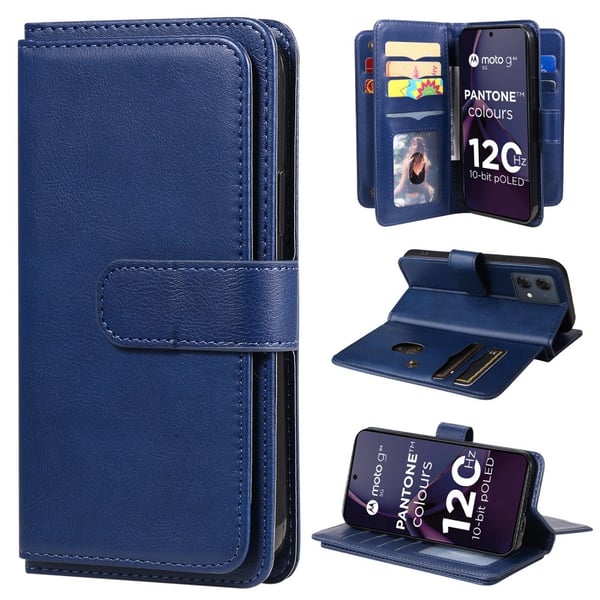 Lommebok-etui med 10 lommeseksjoner for Motorola Moto G84 - Blå