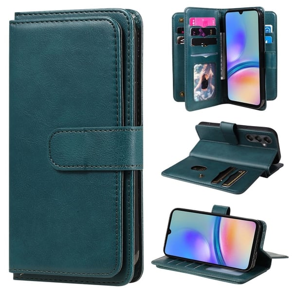 Lommebok-etui med 10 lommeseksjoner for Samsung Galaxy A05s - Grønn