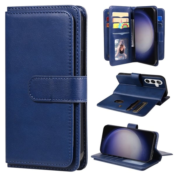 Lommebok-etui med 10 lommeseksjoner for Samsung Galaxy S24 Plus - Blå