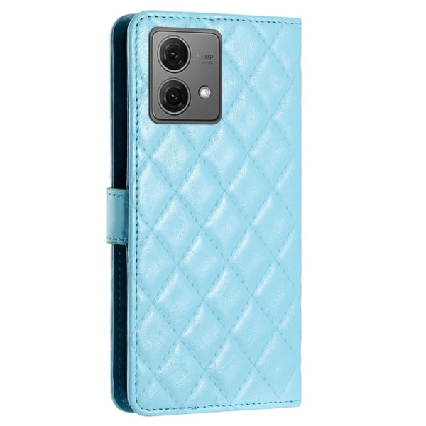 Funksjonelt rombe lommebokdeksel for Motorola Moto G84 - Blå