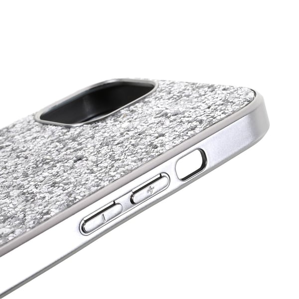 Glitter iPhone 15 skal - Silver/Grå