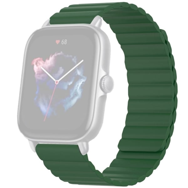Huami Amazfit GTS 4 / 3 / 2 / 1 / mini Silikonklokkerem 20 mm magnetisk sportsarmbånd - Militærgrønn