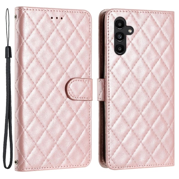 Toimiva rombinen lompakkokotelo Samsung Galaxy A35 - Pinkki