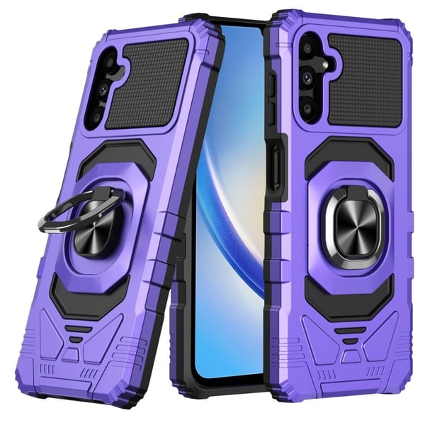 Slitesterk hardplastdeksel med myk innside og støtte for Samsung Galaxy A34 5G - Lilla