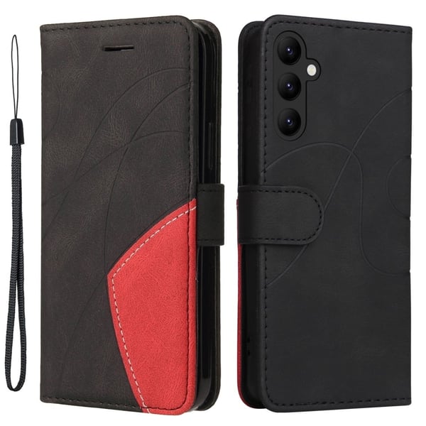 Teksturert læretui med stropp for Samsung Galaxy A25 - Svart Teksturert læretui med stropp for Samsung Galaxy A25 - Svart