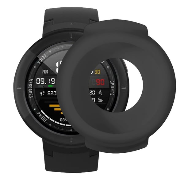 Huami Amazfit Verge / Verge Lite silikon støtfangerramme uthulet beskyttelsesdeksel - Svart