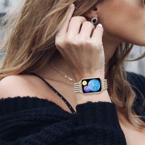 Xiaomi Smart Band 8 Pro Watch Band Rhinestone Decor 5-Bead Metal Watch Strap - Gull