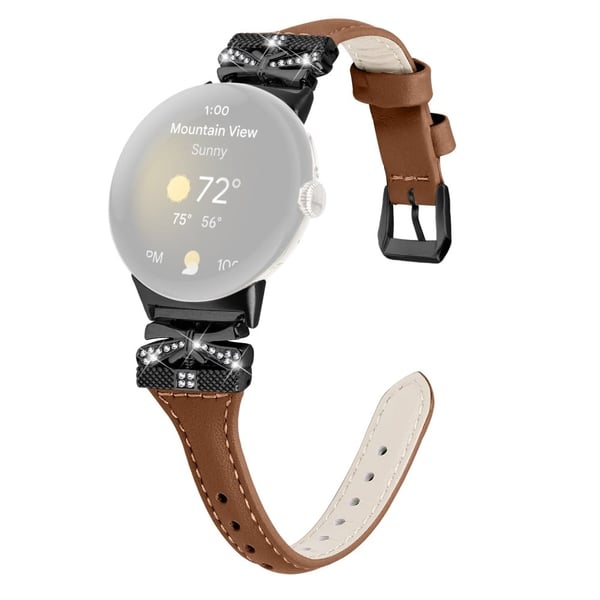 Svart klokkerem med spenne Google Pixel Watch / Pixel Watch 2 Butterfly Connector-armbånd - Brun