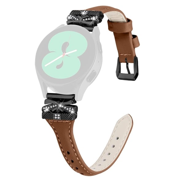Samsung Galaxy Watch3 41mm / Watch4 / Watch5 / Watch4 Classic / Watch4 Active / Watch5 Active Watchband Black Buckle 20mm - Brun