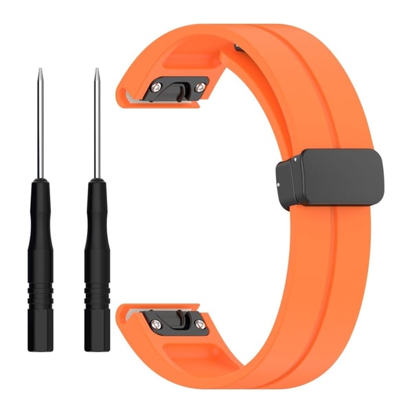 Garmin Fenix 7S / 7S Pro / Instinct 2S / Fenix 6S klokkerem 20 mm silikonklokkearmbånd med svart spenne - Oransje