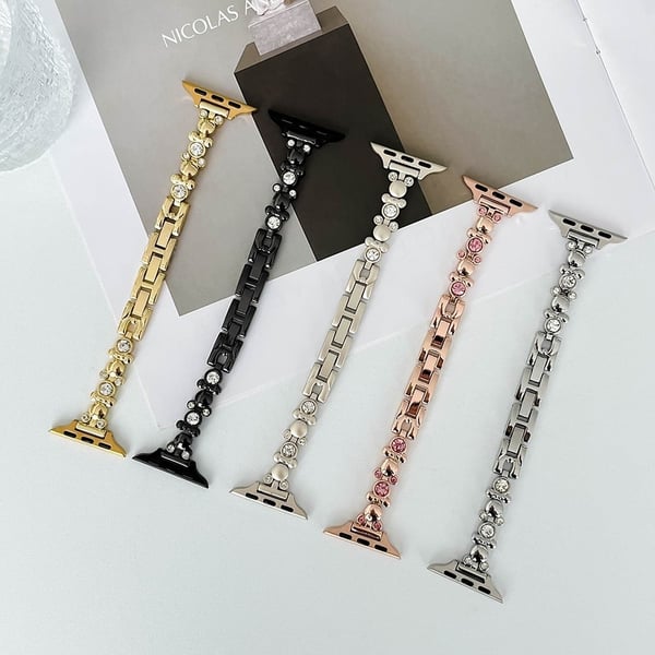 Apple Watch Series 41mm / 40mm / 38mm klokkerem Rhinestone rustfritt stålbånd - Stjernelys