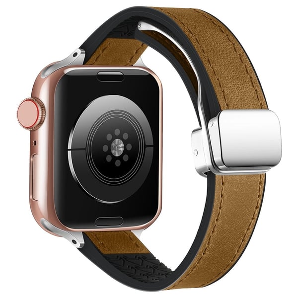 Apple Watch Series 41mm / 40mm / 38mm Silikon + PU-klokkebånd - Brun