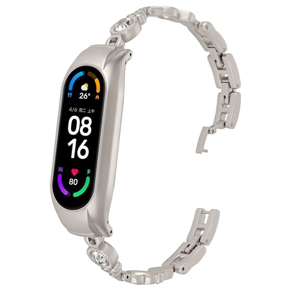 Xiaomi Smart Band 8 Watch Armbånd Rhinestones Decor Metal Strap Replacement - Starlight Farge