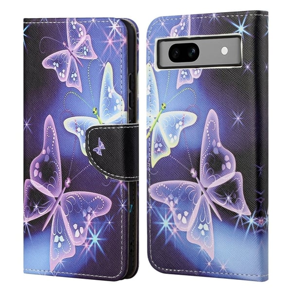 Wonderland Google Pixel 8A flip etui - Funklende Sommerfugle