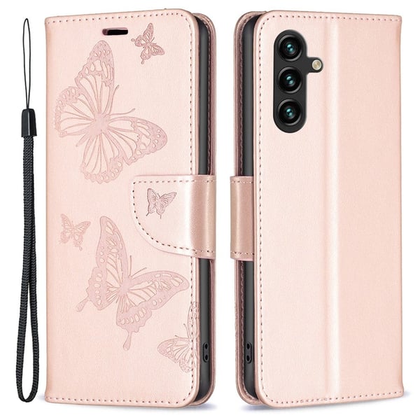 Butterfly Samsung Galaxy A55 Læderetui - Pink