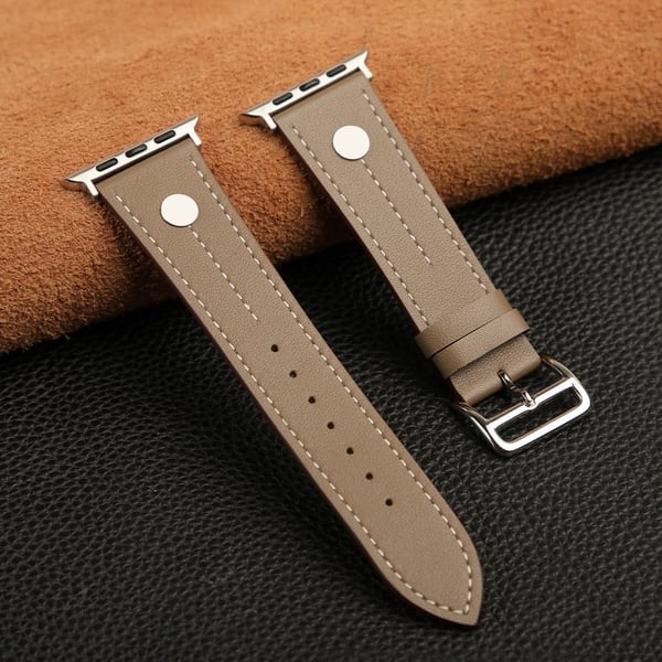 Apple Watch Series 41mm / 40mm / 38mm Rivet Decor Watch Band Genuine Cow Leather Strap - Solbrun
