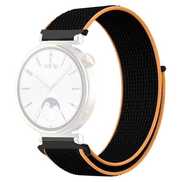 Huawei Watch GT 4 41mm / Garmin Venu 3S Watch Band 18mm Nylon Loop Justerbar håndleddsrem - Svart + Oransje