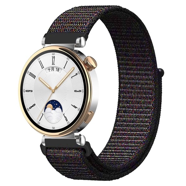 Huawei Watch GT 4 41 mm / Garmin Venu 3S urrem 18 mm nylonløkke, justerbar håndledsrem - Sort