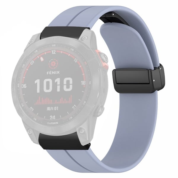 Garmin Fenix 7X / 6X / 5X kellon hihna magneettinen solki silikoniranneke 26mm liittimellä - Laventeli Harmaa