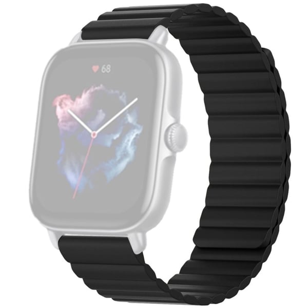 Huami Amazfit GTS 4 / 3 / 2 / 1 / mini Silikonklokkerem 20 mm magnetisk sportsarmbånd - Svart