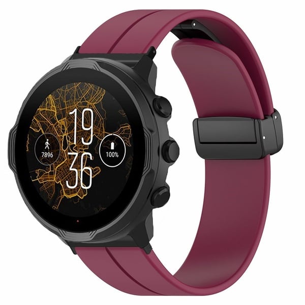 Suunto Spartan Sport Wrist HR Baro / Suunto 7 Silikon håndleddsrem 24 mm klokkerem (tykk fjærstang) - Vinrød